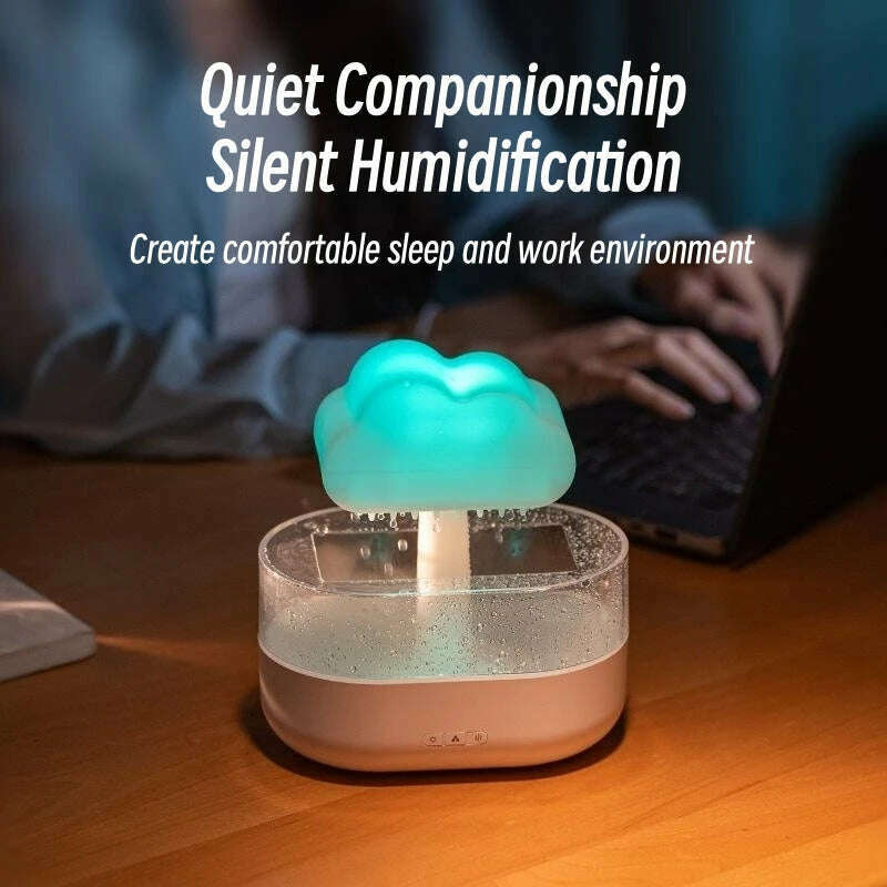 KIMLUD, 2024 Rain Cloud Night Light Humidifier With Raining Water Drop Sound And 7 Color Led Light Essential Oil Diffuser Aromatherapy, KIMLUD Womens Clothes