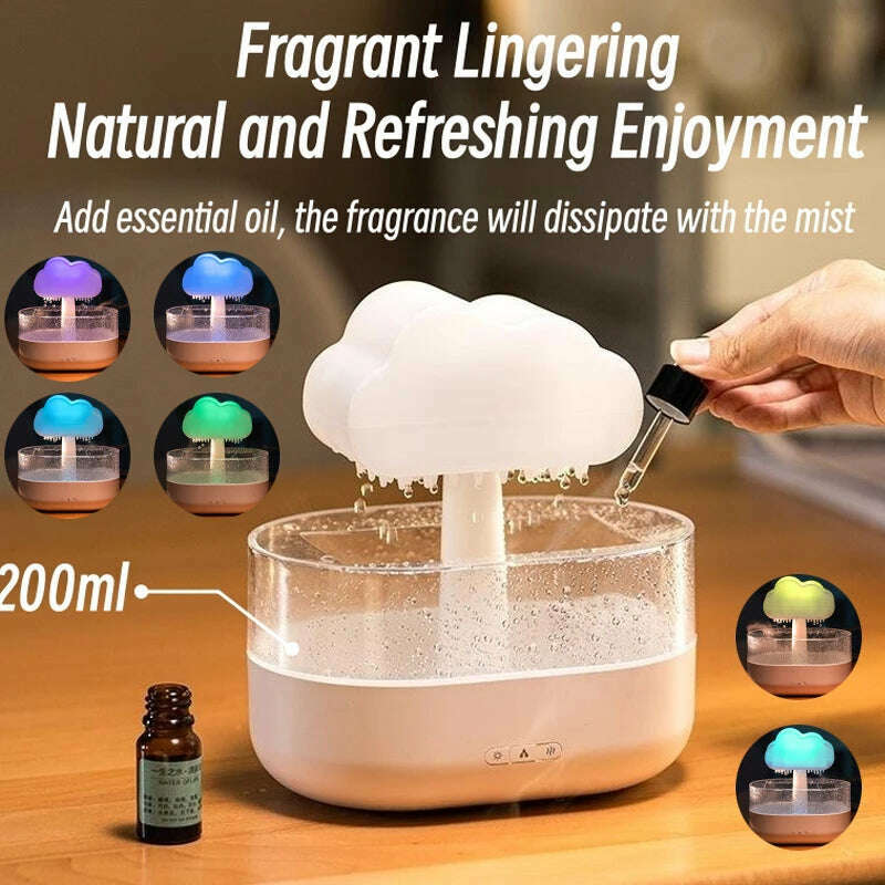 KIMLUD, 2024 Rain Cloud Night Light Humidifier With Raining Water Drop Sound And 7 Color Led Light Essential Oil Diffuser Aromatherapy, KIMLUD Womens Clothes