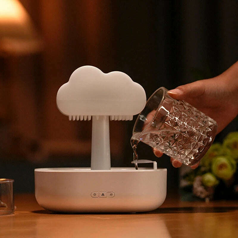 KIMLUD, 2024 Rain Cloud Night Light Humidifier With Raining Water Drop Sound And 7 Color Led Light Essential Oil Diffuser Aromatherapy, KIMLUD Womens Clothes