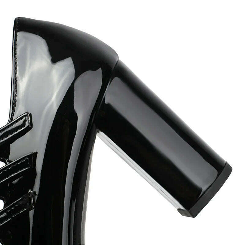 2024 Spring Women High Heel Shoes Platform Thick High Heel Ladies Pumps PU Leather Square Toe Buckle Dress Fashion Women Shoes - KIMLUD