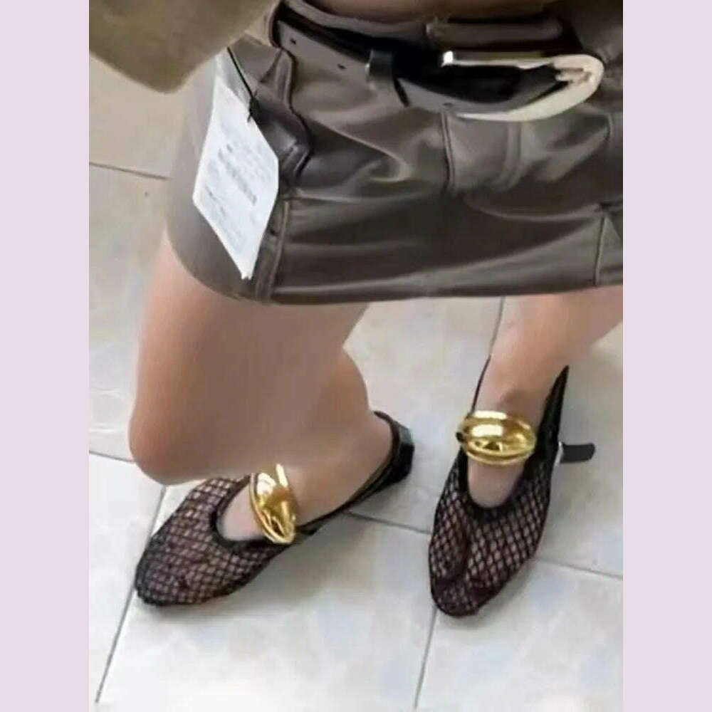 KIMLUD, 2024 Summer New Round Head Mesh Hollow Sandals Fashionable and Comfortable Flat Bottom Women's Sandals, KIMLUD Womens Clothes