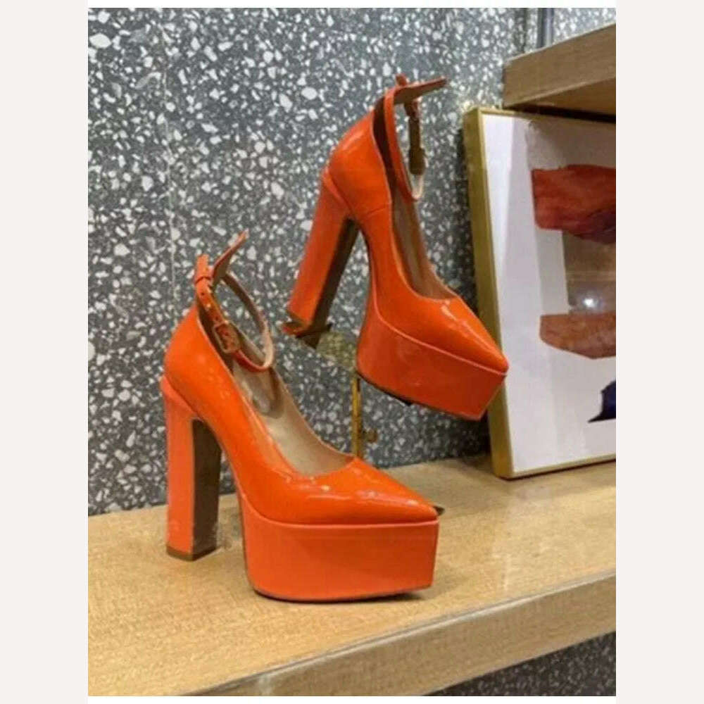 KIMLUD, 2024 Summer New Women's Shoes Fashion Sexy Thick High Heels Party Banquet Women's Stage Shoes Women's Wedding Shoes, orange / 41, KIMLUD Womens Clothes