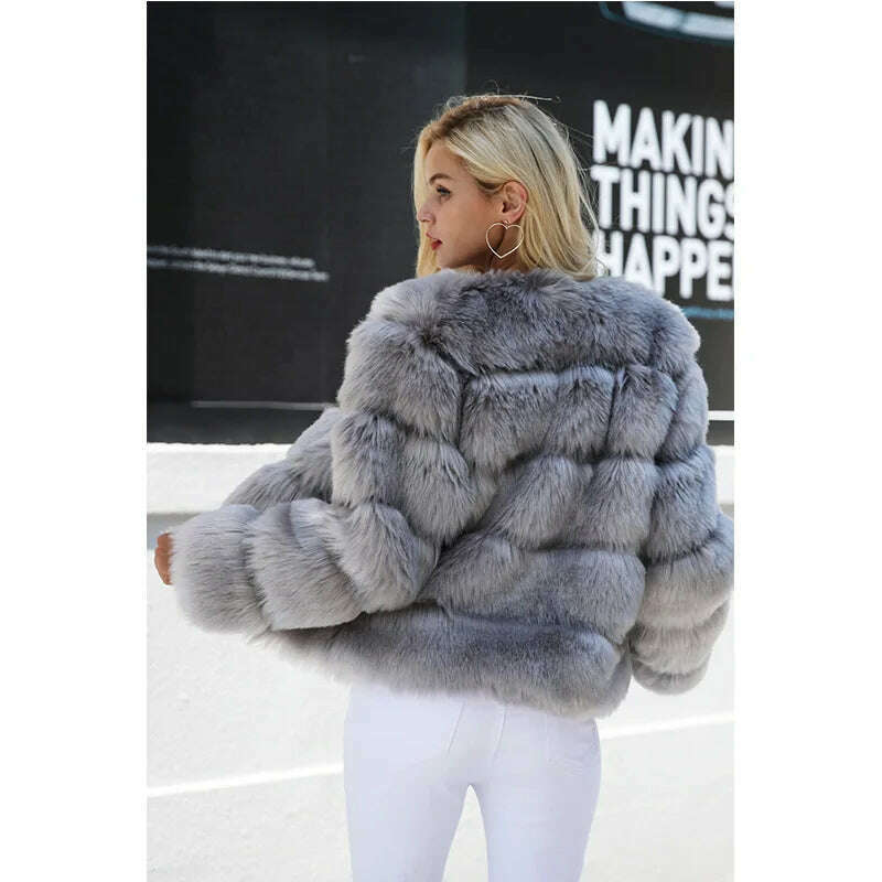 2024 winter Fashion thickened short faux fur women Trend Artificial Fur Solid Loose Short Coat Female Vintage Chic Elegant - KIMLUD