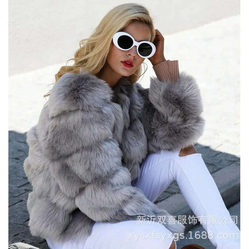 2024 winter Fashion thickened short faux fur women Trend Artificial Fur Solid Loose Short Coat Female Vintage Chic Elegant - KIMLUD