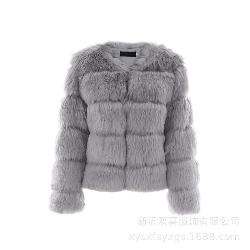 2024 winter Fashion thickened short faux fur women Trend Artificial Fur Solid Loose Short Coat Female Vintage Chic Elegant - KIMLUD