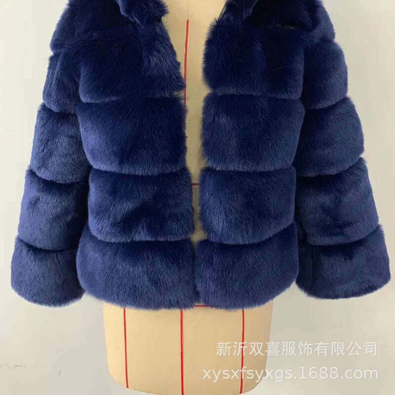 2024 winter Fashion thickened short faux fur women Trend Artificial Fur Solid Loose Short Coat Female Vintage Chic Elegant - KIMLUD