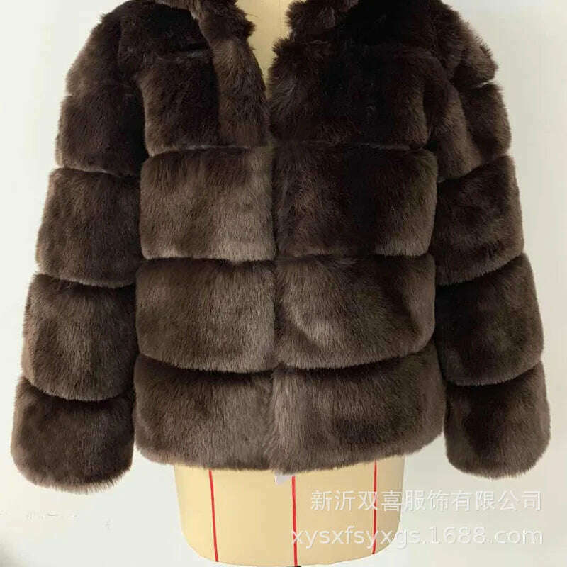 2024 winter Fashion thickened short faux fur women Trend Artificial Fur Solid Loose Short Coat Female Vintage Chic Elegant - KIMLUD