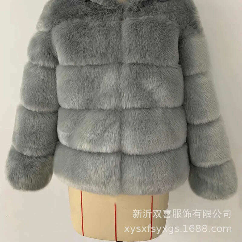 2024 winter Fashion thickened short faux fur women Trend Artificial Fur Solid Loose Short Coat Female Vintage Chic Elegant - KIMLUD