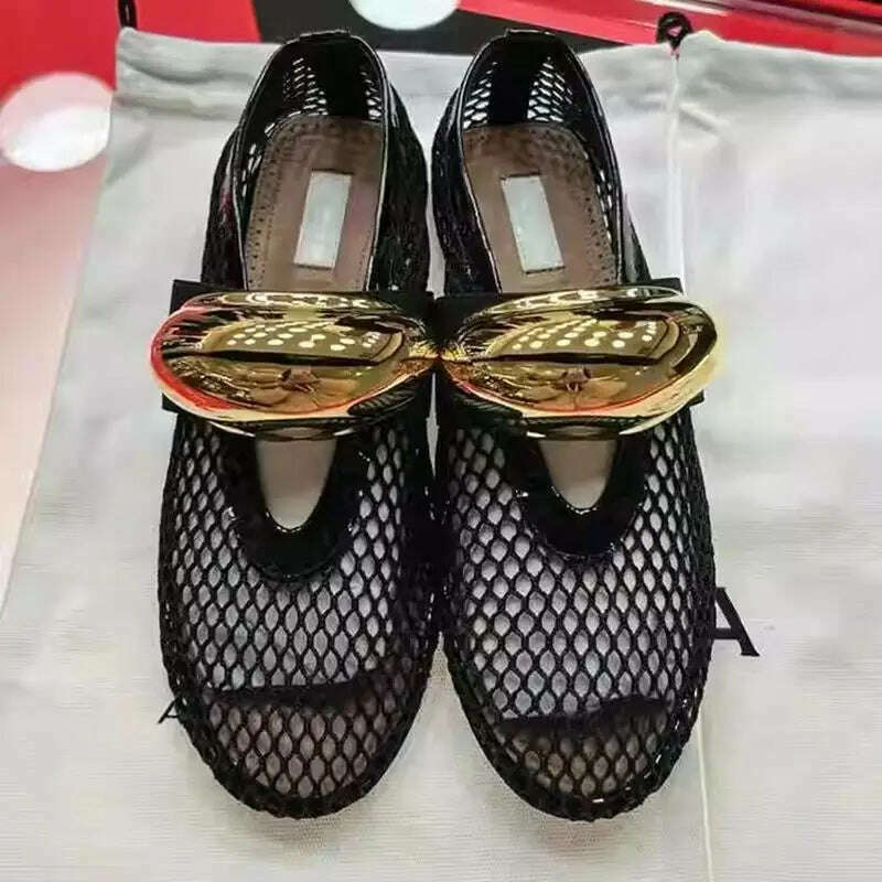 KIMLUD, 2024 Women Lazy Loafers Round Toe Single Shoes Spring Autumn Comfortable Flat Shoes Transparency Mesh Gauze Shallow Casual Shoes, Black / 36, KIMLUD APPAREL - Womens Clothes