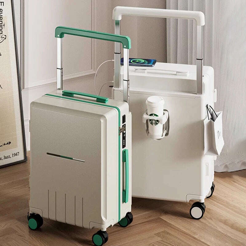 KIMLUD, 2025 New Wide Handle Suitcase Luggage with USB Cup Holder Unisex 20" 24" Suitcase Trip Cabin TSA Customs Password Trolley Case, KIMLUD Womens Clothes