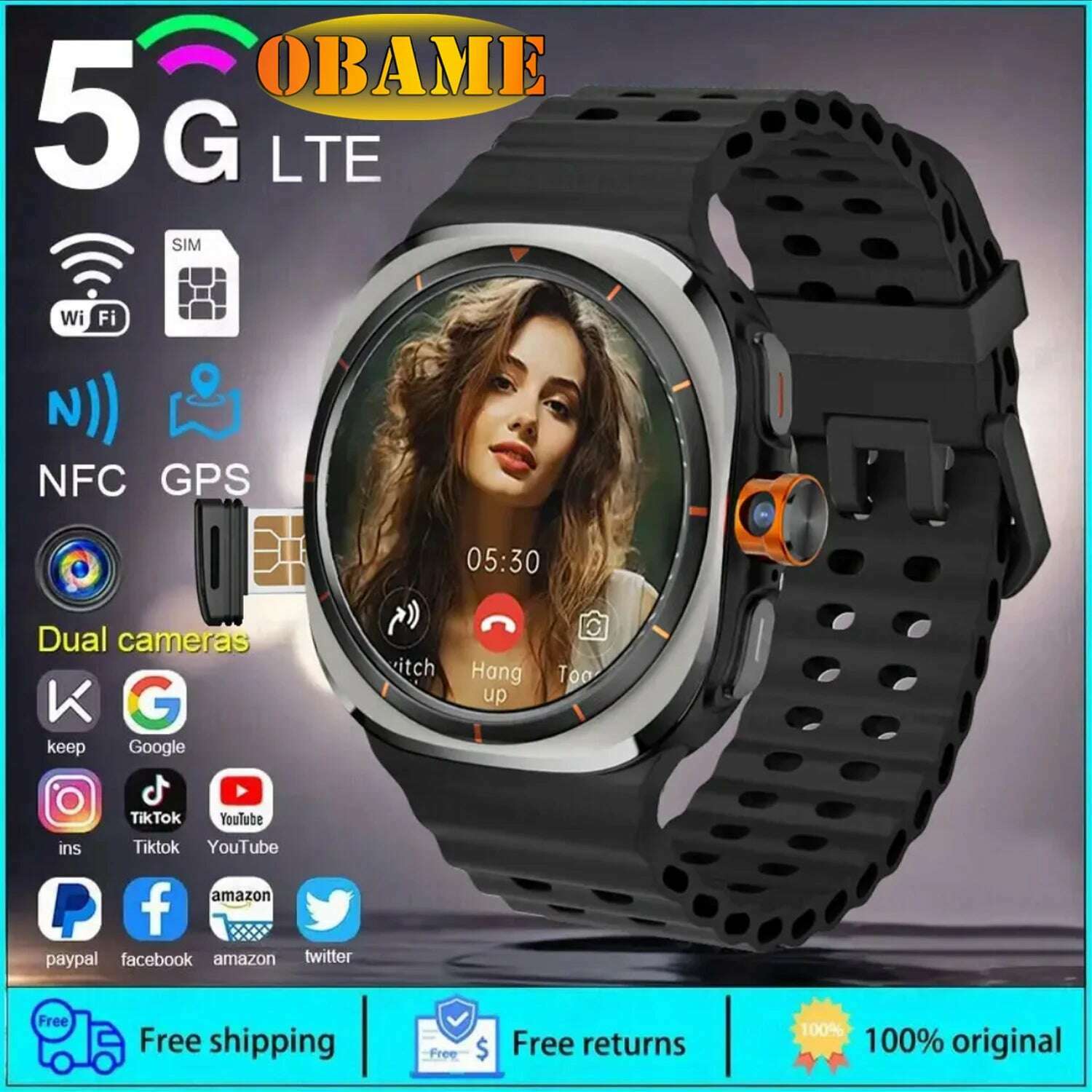 KIMLUD, 2025New U8 Ultra AMOLED Android 9.0 Smart Watch Men Women Galaxy Watch 7 Ultra 4G 5G SIM Card WiFi GPS NFC Camera Sport Watches, Black / 1500mAh, KIMLUD APPAREL - Womens Clothes
