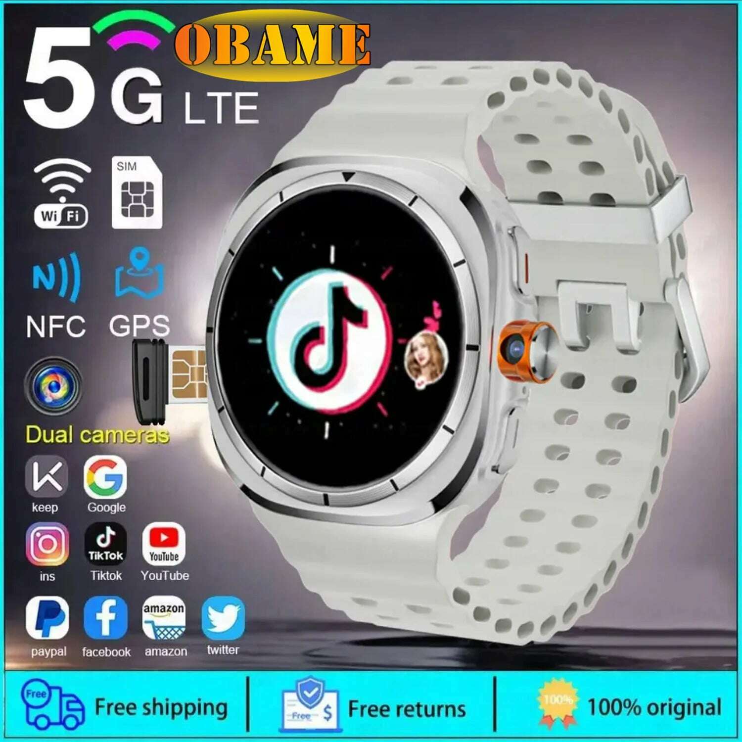 KIMLUD, 2025New U8 Ultra AMOLED Android 9.0 Smart Watch Men Women Galaxy Watch 7 Ultra 4G 5G SIM Card WiFi GPS NFC Camera Sport Watches, Silvery / 1500mAh, KIMLUD APPAREL - Womens Clothes