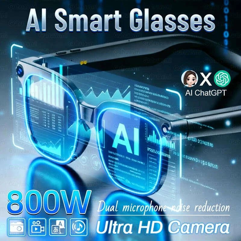 2026 AI Smart Glasses ChatGPT 800W HD Camera 4K Video Recorder 100+Translation Bluetooth Call Smart Eyeglasses For Travel Work