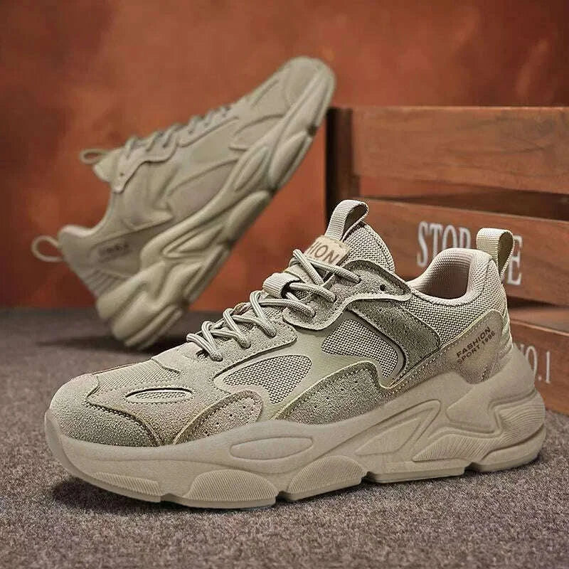2026 Summer Men's unky Dad Sneakers Breathable Mesh Casual Shoes Thick Sole Streetwear Footwear