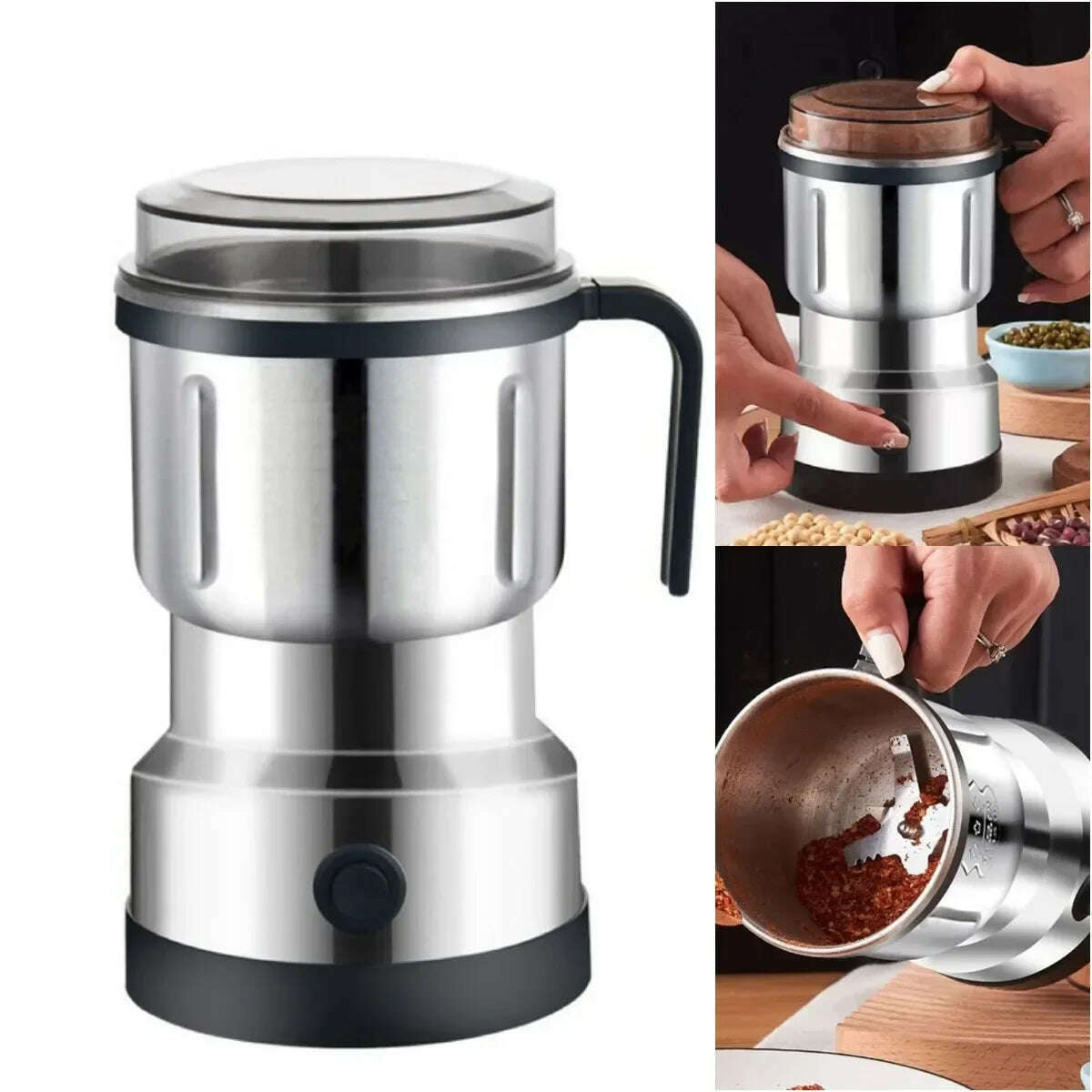 KIMLUD, 220V Multifunction Coffee Grinder Stainless Steel Blade Electric Herbs Beans Mill Spices Nuts Grains Cafe Bean Grinding Machine, KIMLUD Womens Clothes