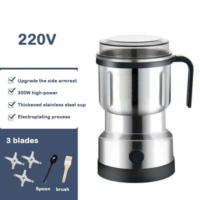 KIMLUD, 220V Multifunction Coffee Grinder Stainless Steel Blade Electric Herbs Beans Mill Spices Nuts Grains Cafe Bean Grinding Machine, EU, KIMLUD APPAREL - Womens Clothes