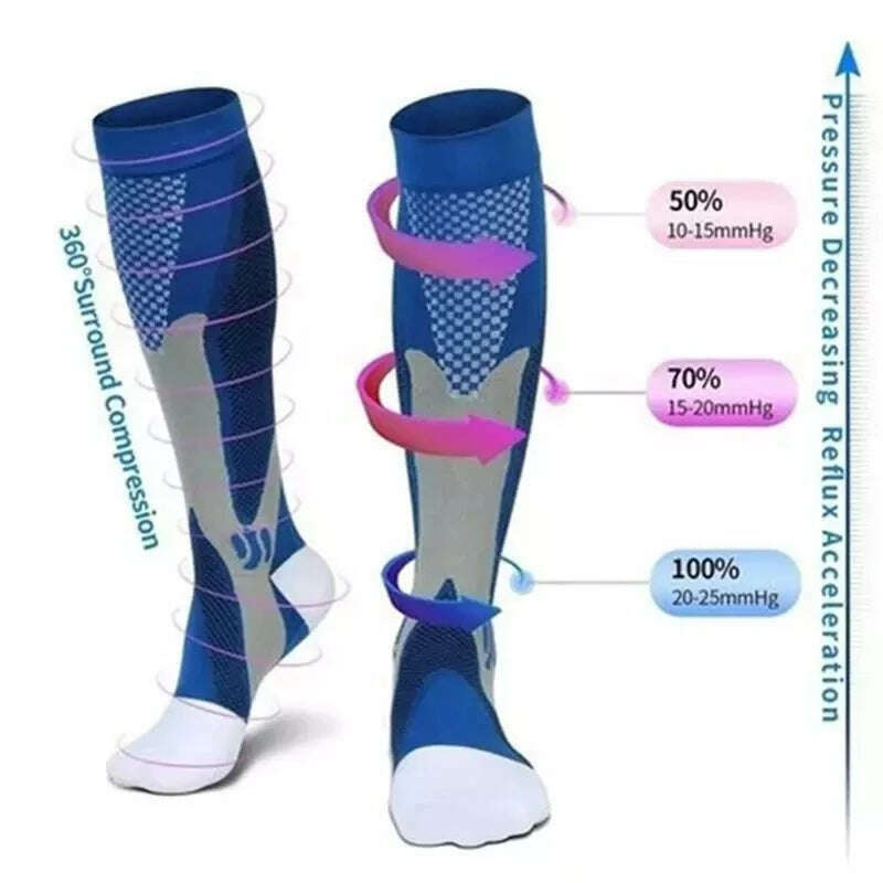 2/3/4 Pairs Compression Socks Knee High Sports Socks Medical Nursing Stockings Varicose Veins Socks Outdoor Cycling Socks - KIMLUD