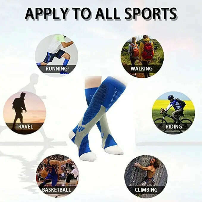 2/3/4 Pairs Compression Socks Knee High Sports Socks Medical Nursing Stockings Varicose Veins Socks Outdoor Cycling Socks - KIMLUD