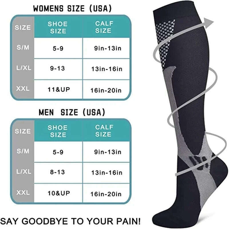 2/3/4 Pairs Compression Socks Knee High Sports Socks Medical Nursing Stockings Varicose Veins Socks Outdoor Cycling Socks - KIMLUD