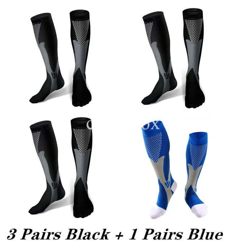 2/3/4 Pairs Compression Socks Knee High Sports Socks Medical Nursing Stockings Varicose Veins Socks Outdoor Cycling Socks - KIMLUD