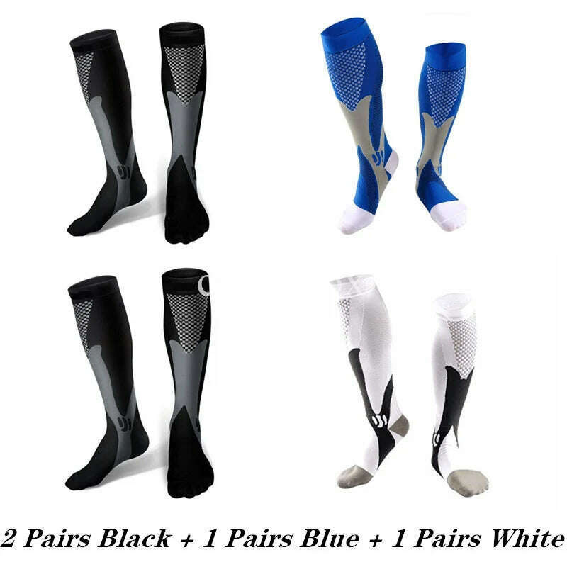 2/3/4 Pairs Compression Socks Knee High Sports Socks Medical Nursing Stockings Varicose Veins Socks Outdoor Cycling Socks - KIMLUD