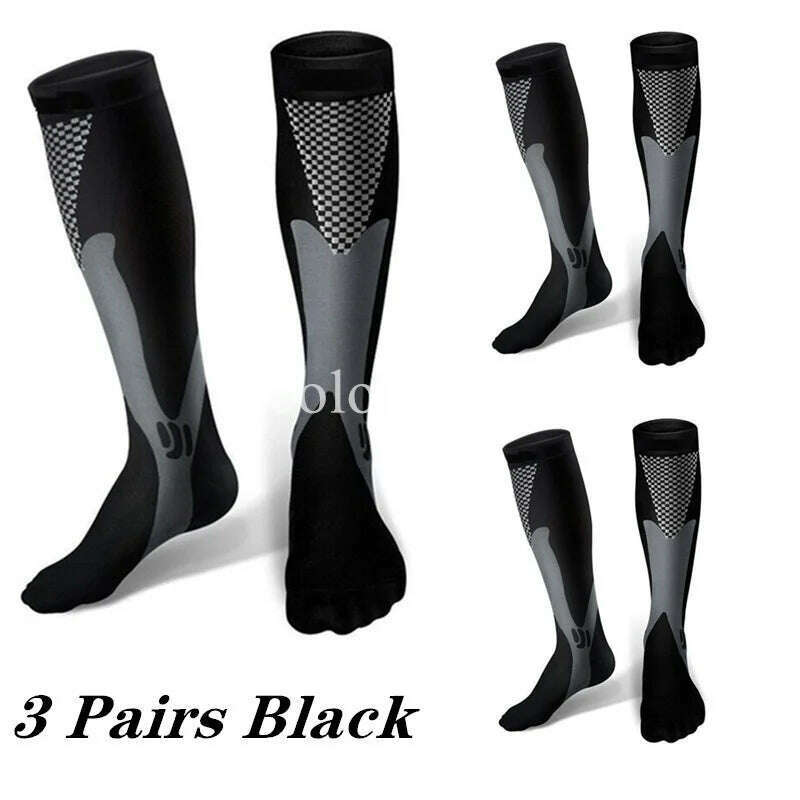 2/3/4 Pairs Compression Socks Knee High Sports Socks Medical Nursing Stockings Varicose Veins Socks Outdoor Cycling Socks - KIMLUD