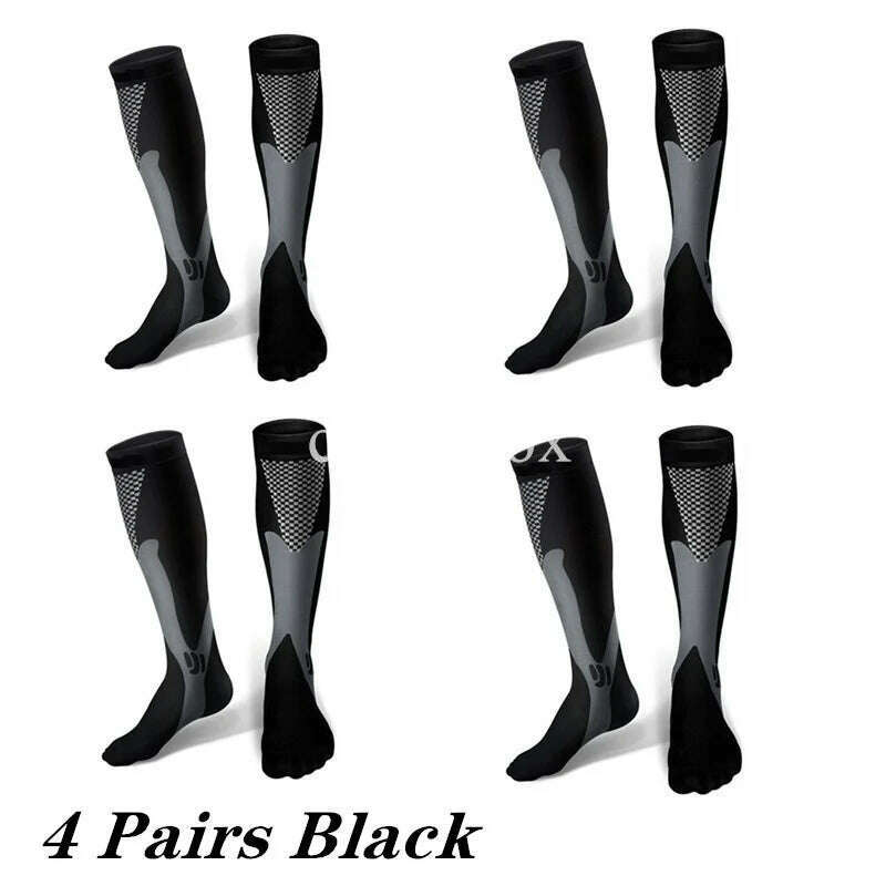 2/3/4 Pairs Compression Socks Knee High Sports Socks Medical Nursing Stockings Varicose Veins Socks Outdoor Cycling Socks - KIMLUD