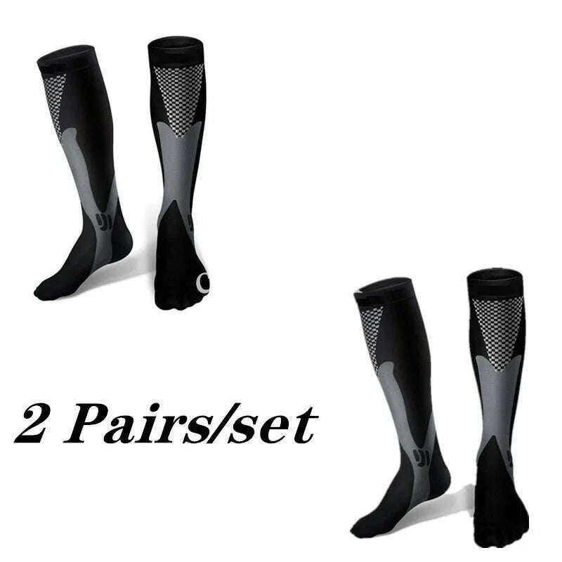 2/3/4 Pairs Compression Socks Knee High Sports Socks Medical Nursing Stockings Varicose Veins Socks Outdoor Cycling Socks - KIMLUD