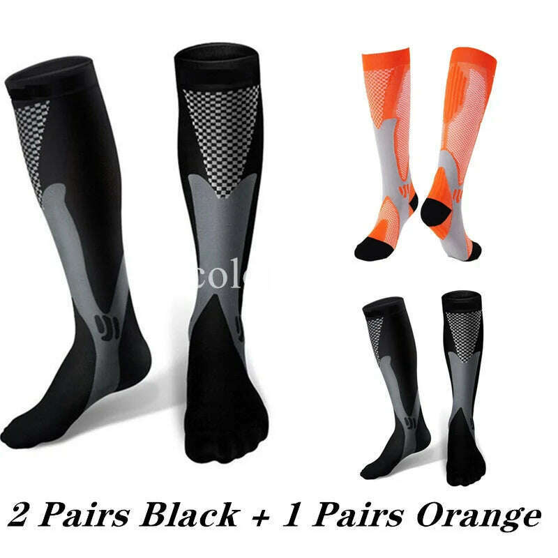 2/3/4 Pairs Compression Socks Knee High Sports Socks Medical Nursing Stockings Varicose Veins Socks Outdoor Cycling Socks - KIMLUD