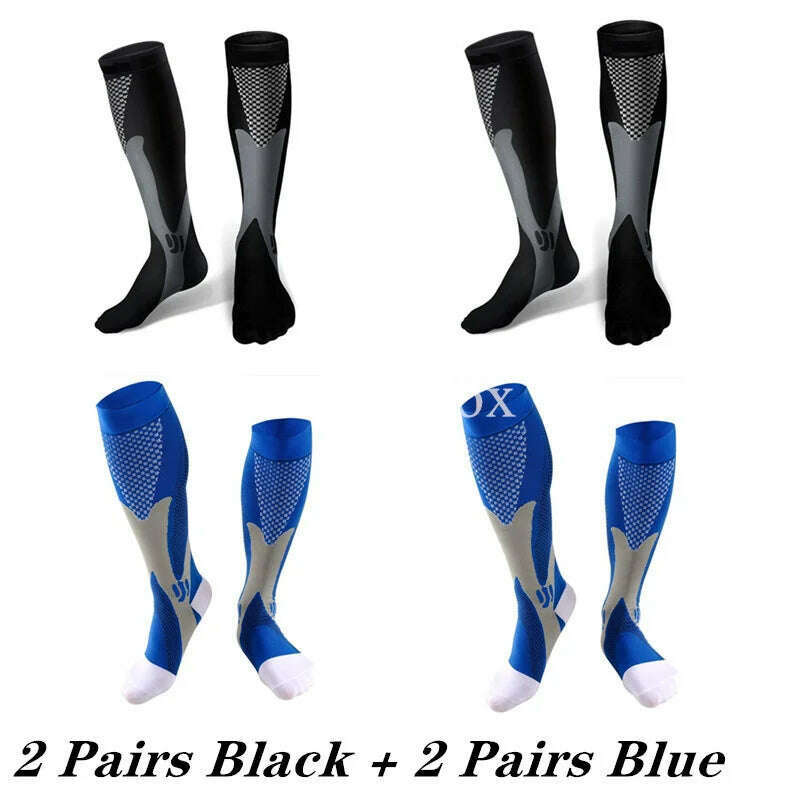 2/3/4 Pairs Compression Socks Knee High Sports Socks Medical Nursing Stockings Varicose Veins Socks Outdoor Cycling Socks - KIMLUD
