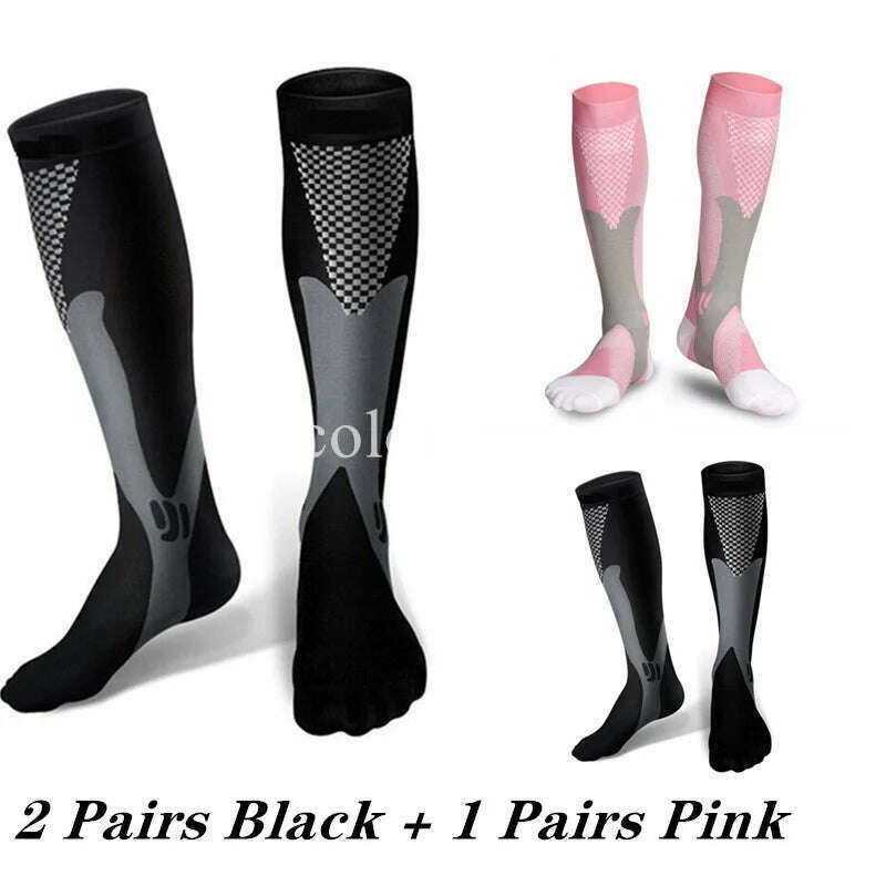2/3/4 Pairs Compression Socks Knee High Sports Socks Medical Nursing Stockings Varicose Veins Socks Outdoor Cycling Socks - KIMLUD