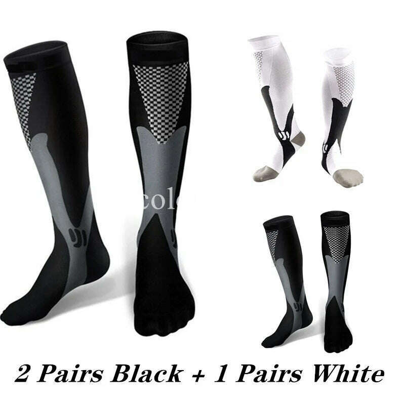 2/3/4 Pairs Compression Socks Knee High Sports Socks Medical Nursing Stockings Varicose Veins Socks Outdoor Cycling Socks - KIMLUD