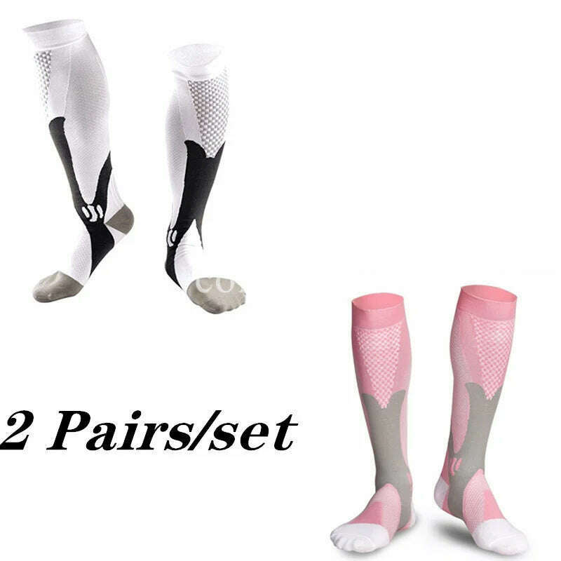 2/3/4 Pairs Compression Socks Knee High Sports Socks Medical Nursing Stockings Varicose Veins Socks Outdoor Cycling Socks - KIMLUD