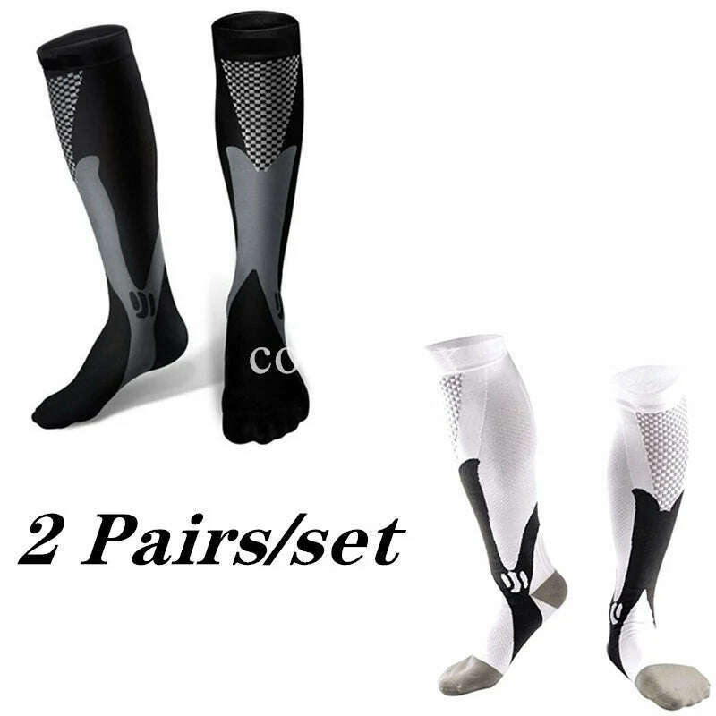 2/3/4 Pairs Compression Socks Knee High Sports Socks Medical Nursing Stockings Varicose Veins Socks Outdoor Cycling Socks - KIMLUD