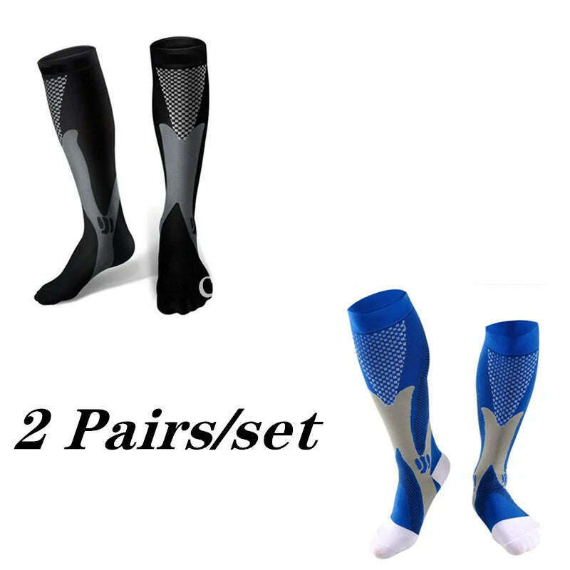 2/3/4 Pairs Compression Socks Knee High Sports Socks Medical Nursing Stockings Varicose Veins Socks Outdoor Cycling Socks - KIMLUD