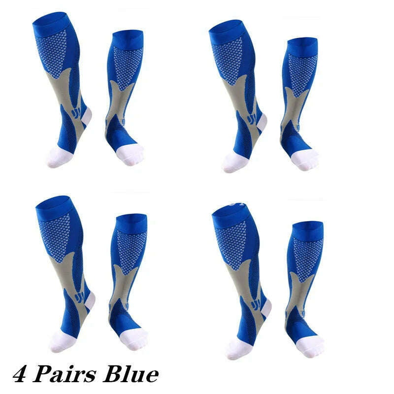 2/3/4 Pairs Compression Socks Knee High Sports Socks Medical Nursing Stockings Varicose Veins Socks Outdoor Cycling Socks - KIMLUD