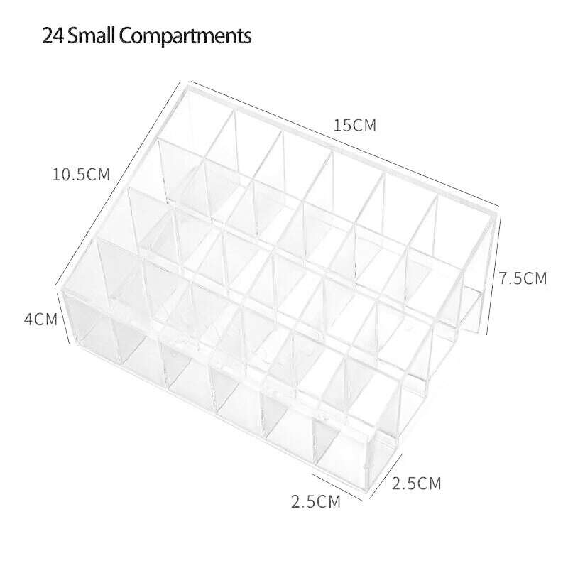 KIMLUD, 24 Grid Lipstick Holder Acrylic Cosmetics Storage Box Can Store And Sort Lipstick Nail Polish And Jewelry Display Rack, KIMLUD Womens Clothes