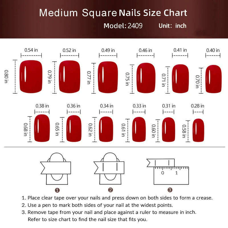 KIMLUD, 24 Pcs Glossy Medium Square Press On Nails Pink French Style False Nails Artificial Finger Manicure Reusable False Nails, KIMLUD Womens Clothes