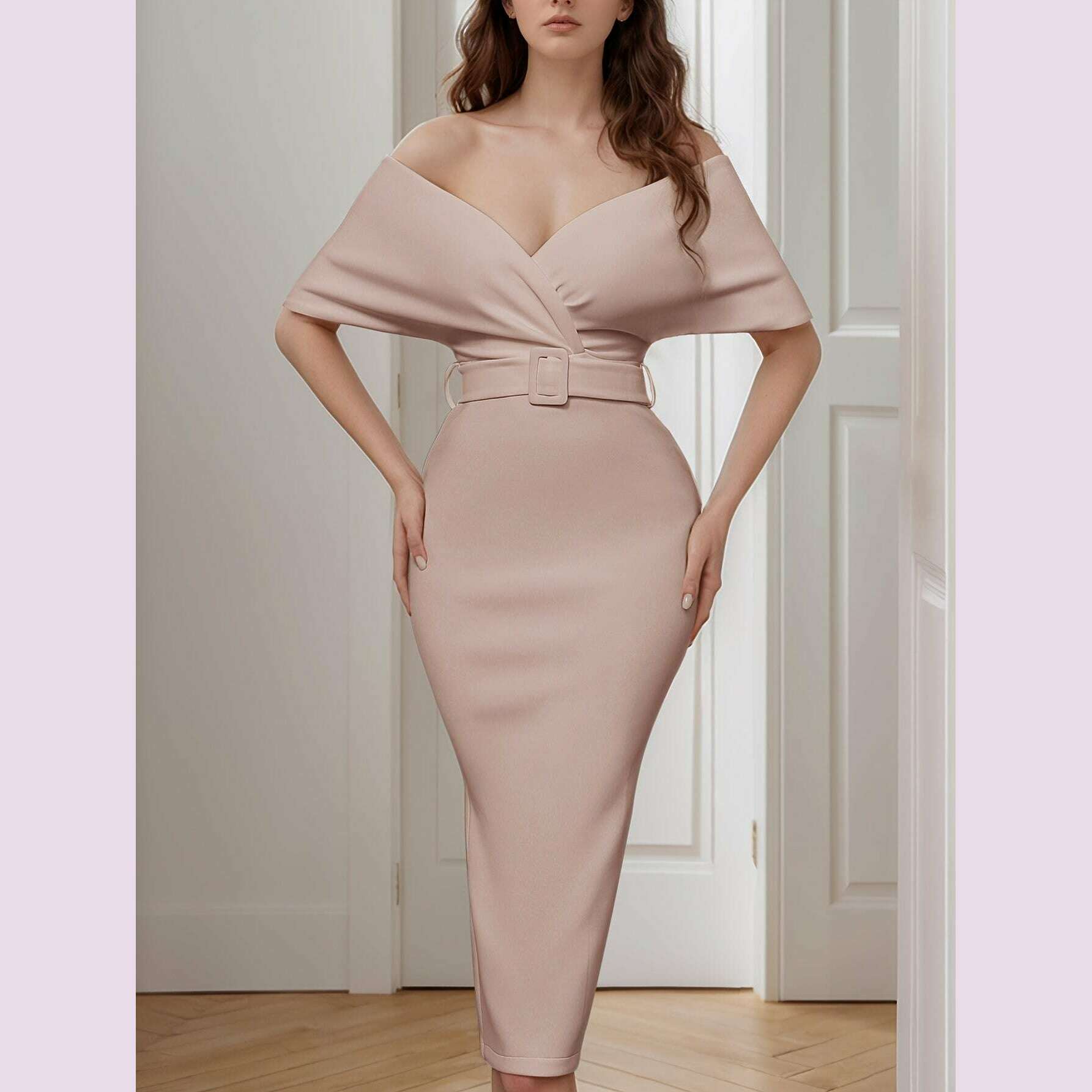 stunning-off-the-shoulder-bodycon-dress---v-neck-split-hem-belted-waist-elegant-design-for-wedding-party-formal-occasions---womens-clothing-body-hugging-silhouettekimlud-womens-fashion-34625784