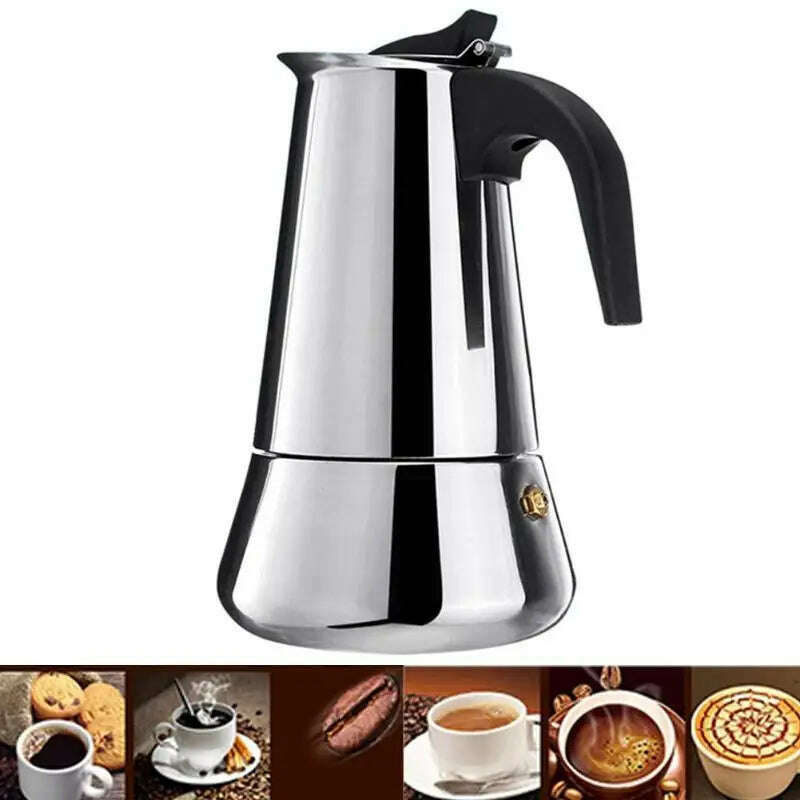 KIMLUD, 2/4/6/9 Cups Coffee Pot Stainless Steel Mocha Espresso Latte Stovetop Filter Moka Coffee Maker Coffee Pot for Kitchen WF1111, KIMLUD Womens Clothes