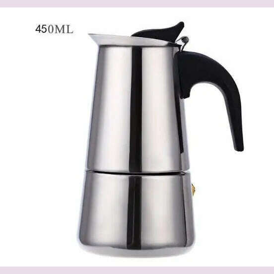 KIMLUD, 2/4/6/9 Cups Coffee Pot Stainless Steel Mocha Espresso Latte Stovetop Filter Moka Coffee Maker Coffee Pot for Kitchen WF1111, 450ML, KIMLUD APPAREL - Womens Clothes