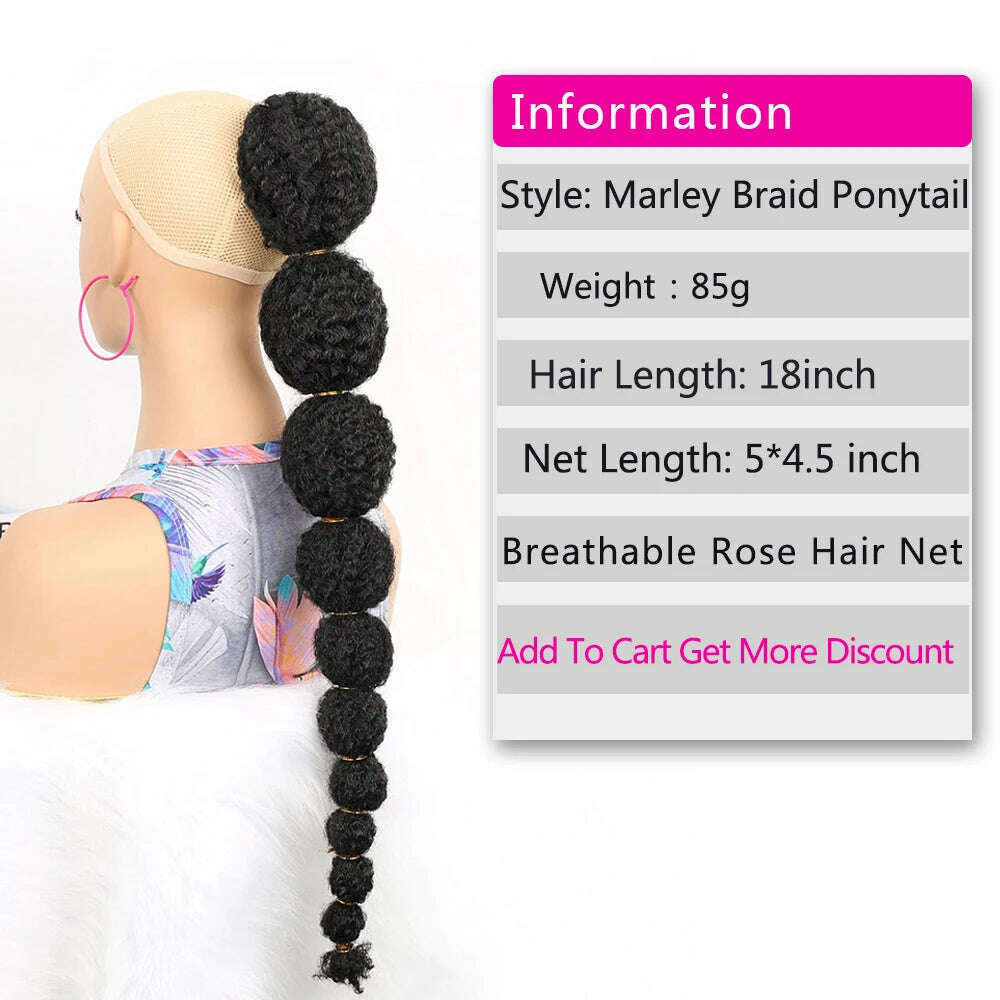 KIMLUD, 24inch Afro Puff Long Straight Drawstring Lantern Bubble Braided Ponytail For Kids Black Women Girl False Clip on Extension, KIMLUD Womens Clothes