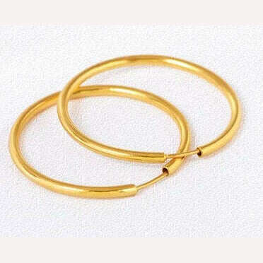 KIMLUD, 24k pure gold earrings for women big circle earring fine gold hoop earring, KIMLUD Womens Clothes