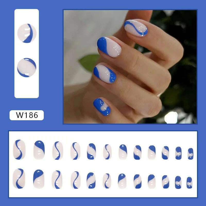 24pcs/Box Ballerina Nail Tip Purple with Design Manicure Patches Fresh Floral Almond False Nails Press on Med Nails Detachable - KIMLUD