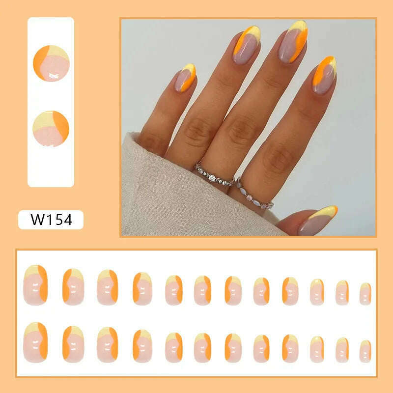 24pcs/Box Ballerina Nail Tip Purple with Design Manicure Patches Fresh Floral Almond False Nails Press on Med Nails Detachable - KIMLUD