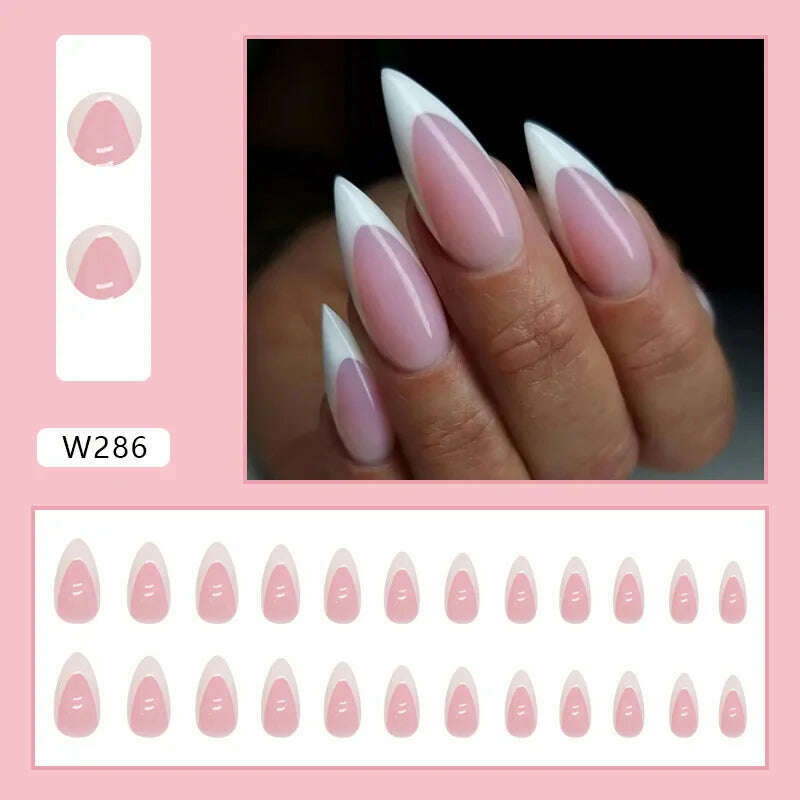 24pcs/Box Ballerina Nail Tip Purple with Design Manicure Patches Fresh Floral Almond False Nails Press on Med Nails Detachable - KIMLUD