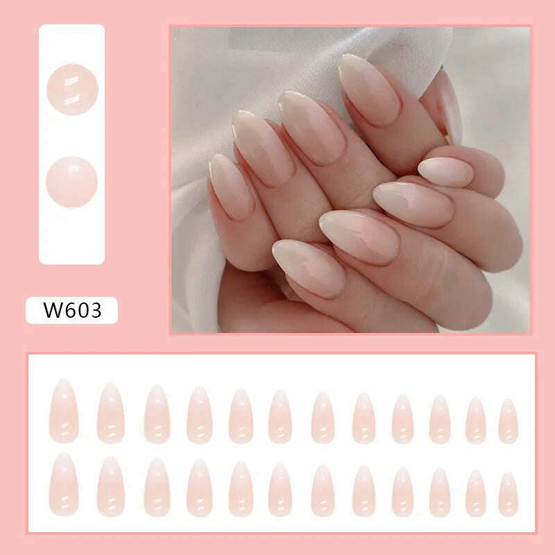 24pcs/Box Ballerina Nail Tip Purple with Design Manicure Patches Fresh Floral Almond False Nails Press on Med Nails Detachable - KIMLUD