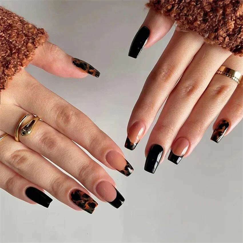 24Pcs/Set Acrylic Long Ballet Press on Nail Tips Coffin Wearing Reusable False Nails Art Colorful Glossy Fake Nails Artificial - KIMLUD