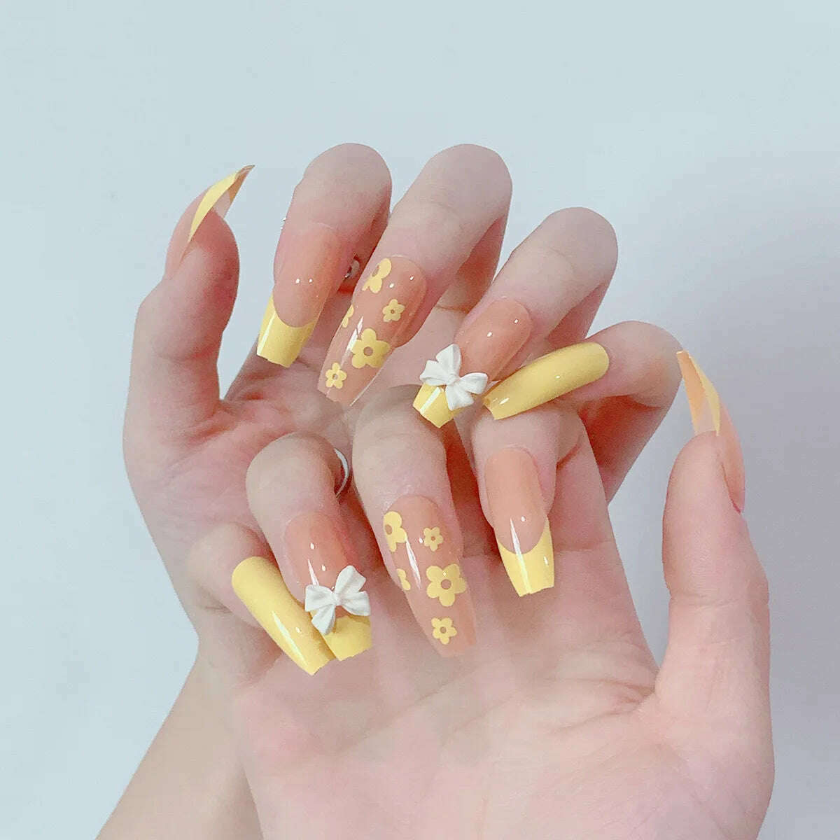 24Pcs/Set Nail Art Fake Nails with Diamonds Pink Silver Glitter Wearing Reusable False Nails Long Ballerina Press on Nail Tips - KIMLUD