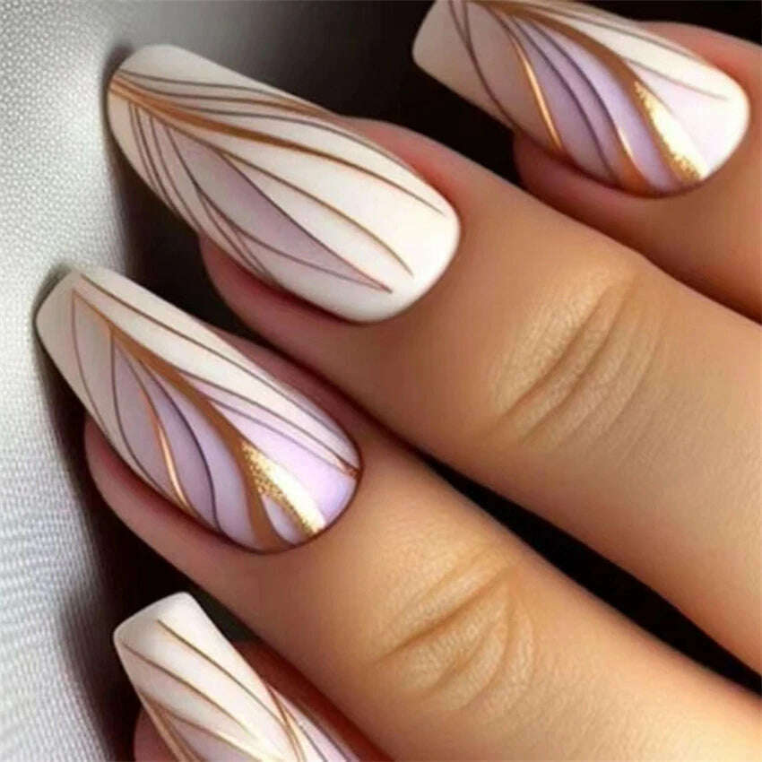 24Ps/Set Square Head Coffin Wearing False Nails Art Pink Matte French Fake Nails Leopard Artificial Acrylic White Press on Nails - KIMLUD